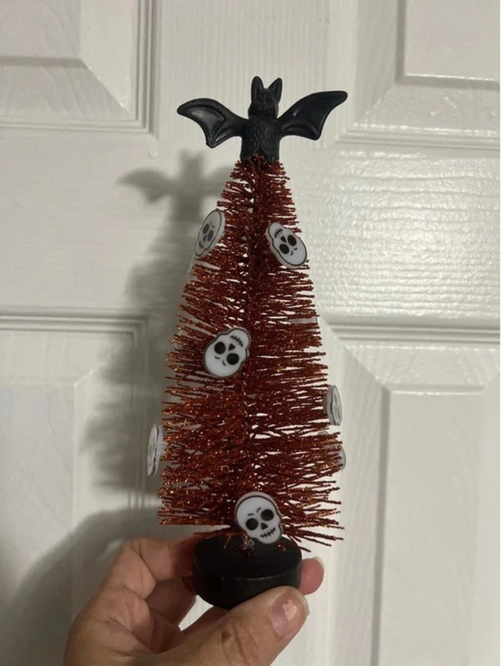 Halloween Bottle Brush Tree with Bat topper